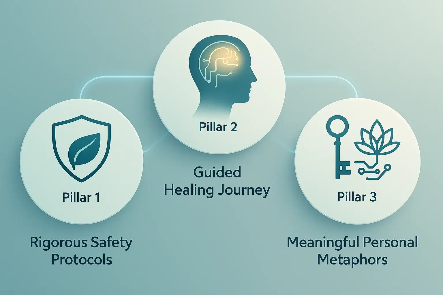 Infographic: EwasteTherapy.pro's 3 core pillars: Safety, Therapeutic Framework, Symbolic Interpretation, with icons & brief