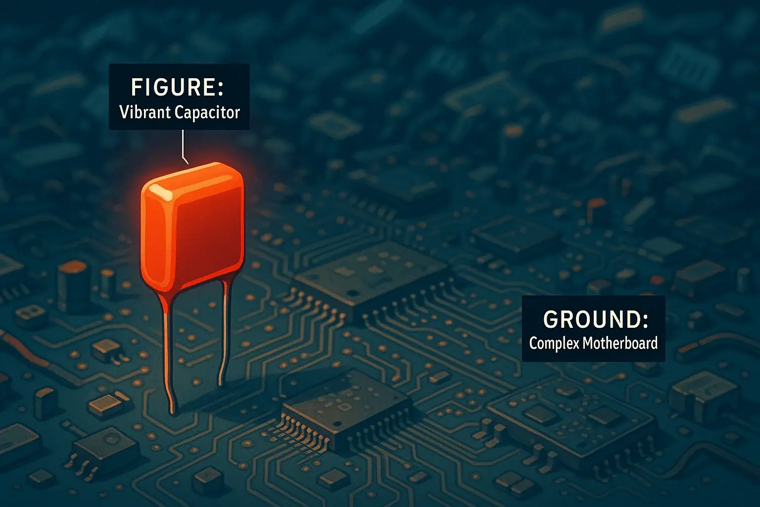 E-waste composition where highlighted 'figure' elements stand out from receding 'ground,' demonstrating visual focus.
