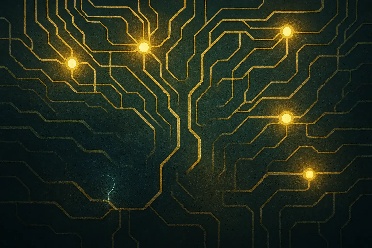Infographic: Abstract circuit board as life map; pathways & connections symbolizing inner journeys of reflection.