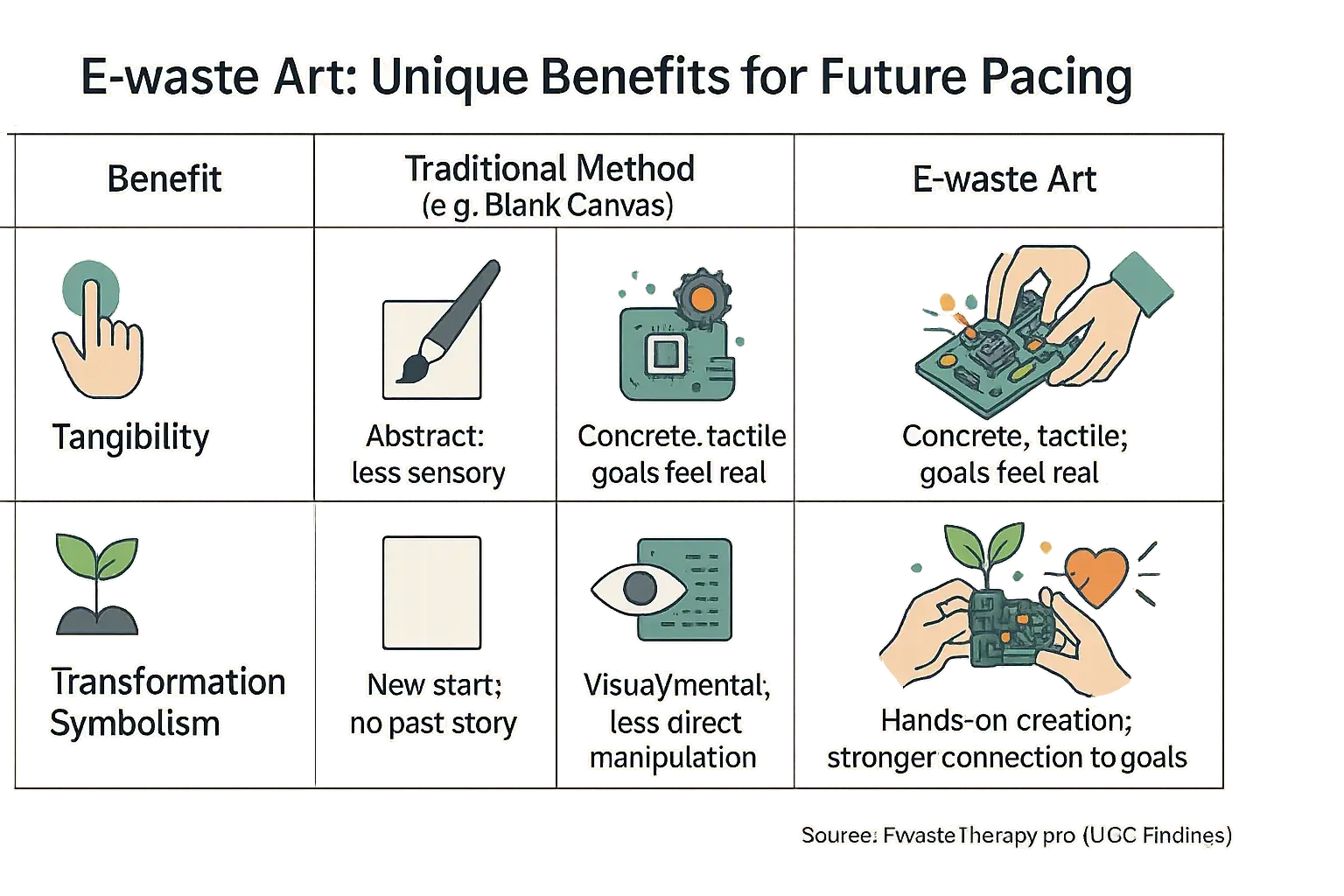 Infographic: E-waste art for future mapping excels in tangibility, symbolism & engagement over traditional methods.